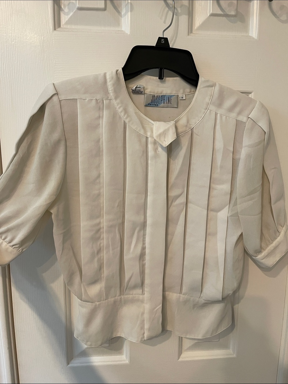 Josephine Girls Cream Pleated Short Sleeve Top